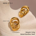 Gold geometric stud earrings with 18K electroplated finish on stainless steel