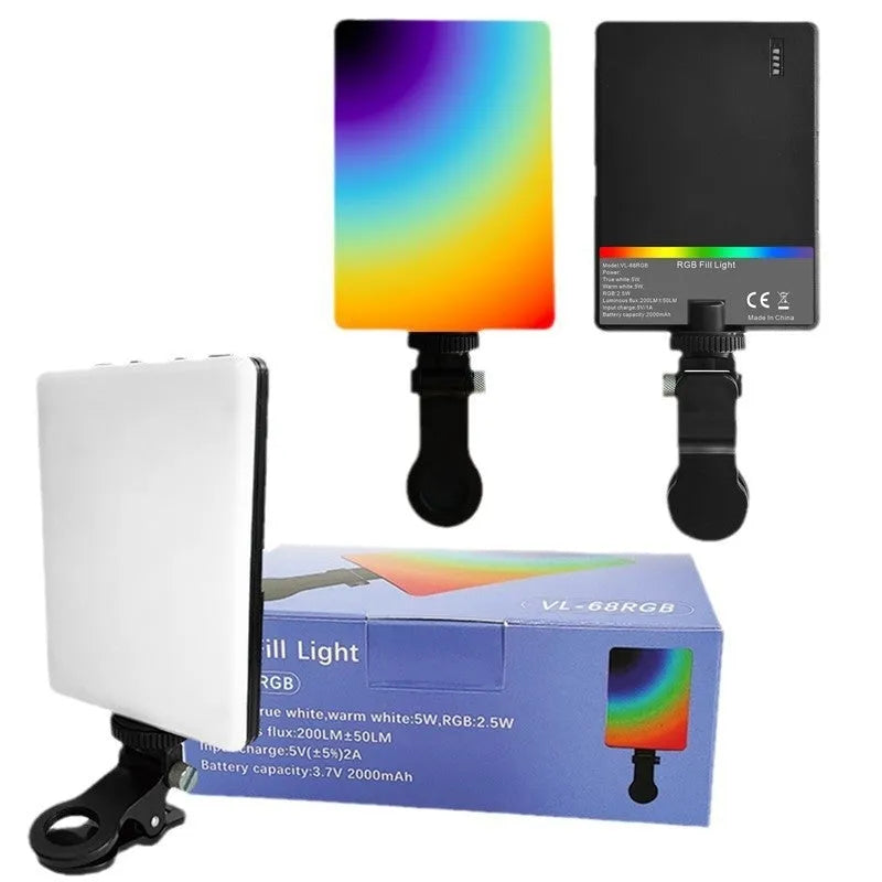 Portable LED pocket fill light with clip attachment for mobile photography and live broadcasts