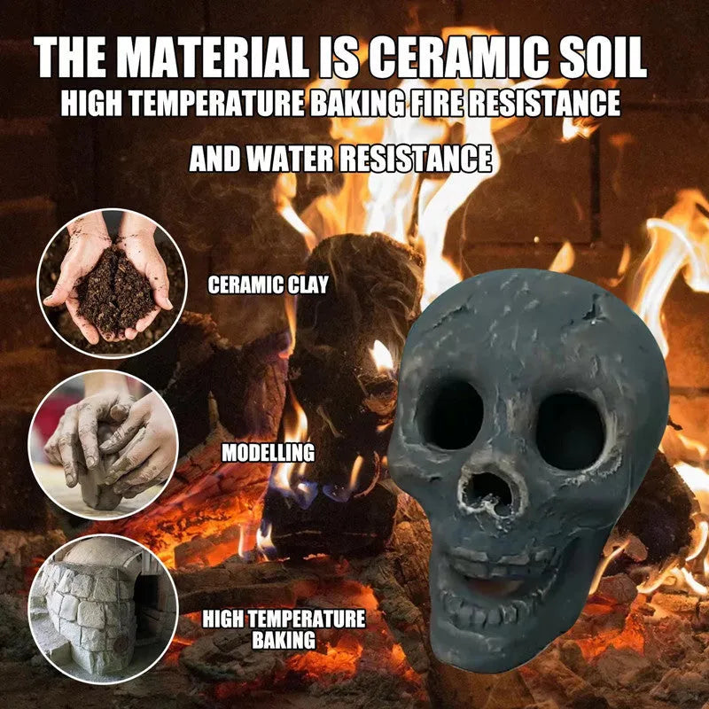Skull Halloween barbecue fire resin ornament decoration in Skull BBQ single colour, 10x7x8cm