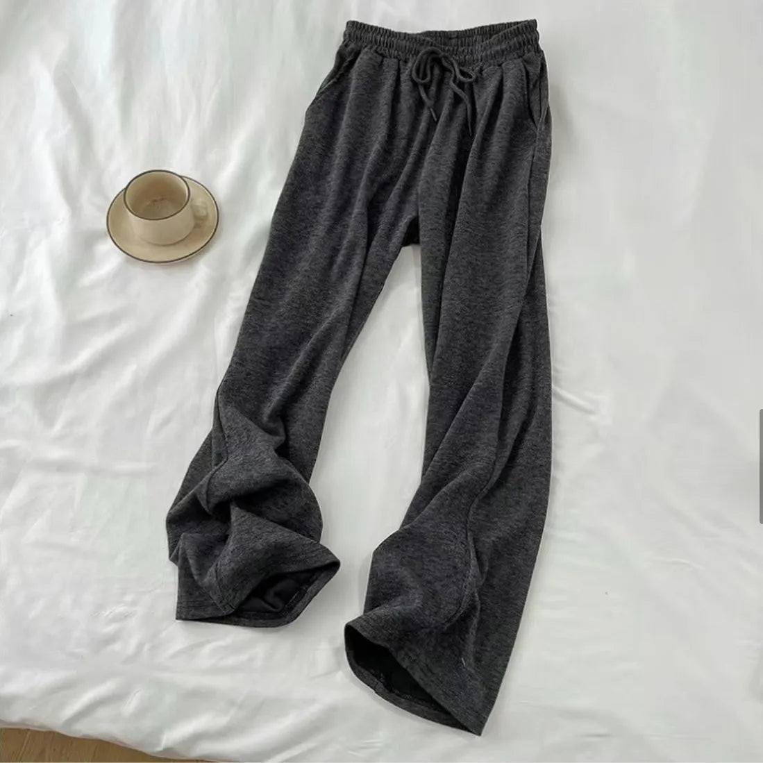 Womens Korean style casual sports suit in gray with princess sleeves, including top shorts and vest