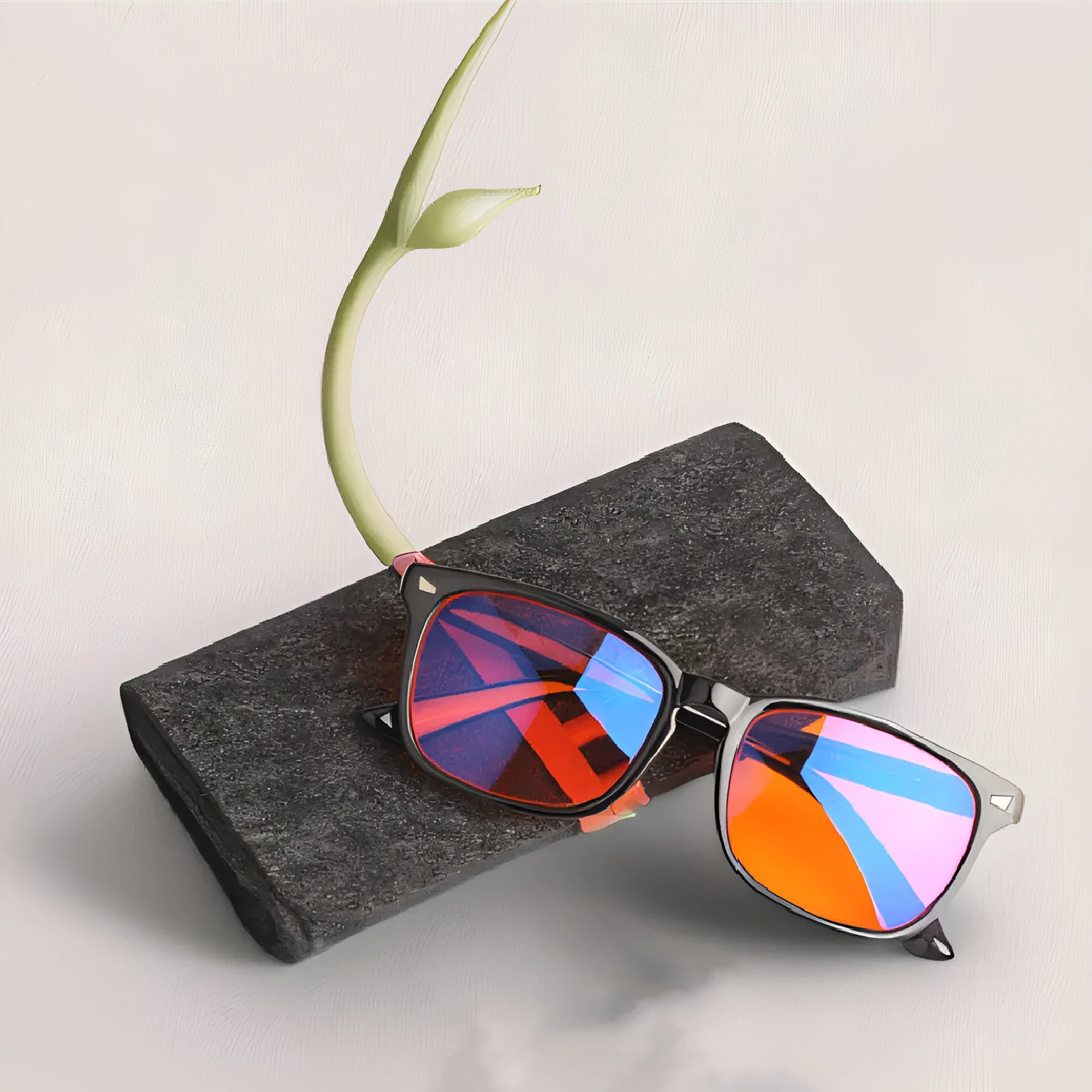 Black PC frame anti blue light UV glasses with orange red CR39 lenses for computer and gaming use