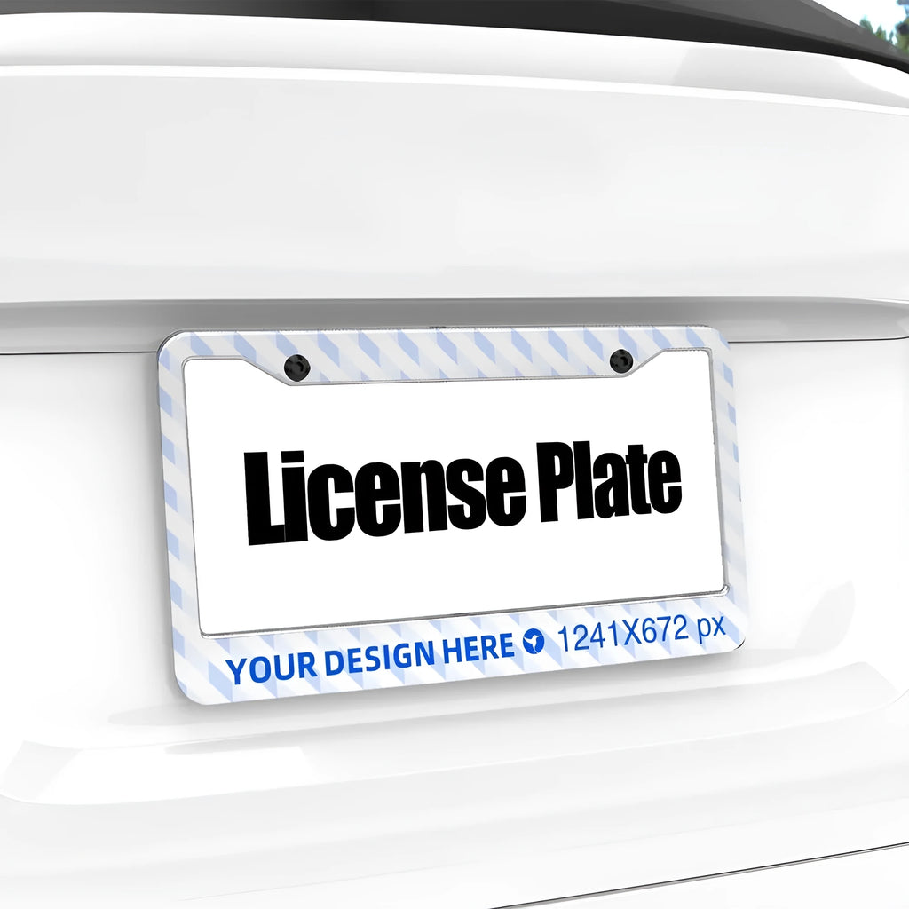 Aluminium license plate frame with round holes for front and rear car plates, lightweight and customisable