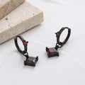 Black gold geometric earrings in 925 sterling silver with 7mm square drill and 28mm height, duplicate pair
