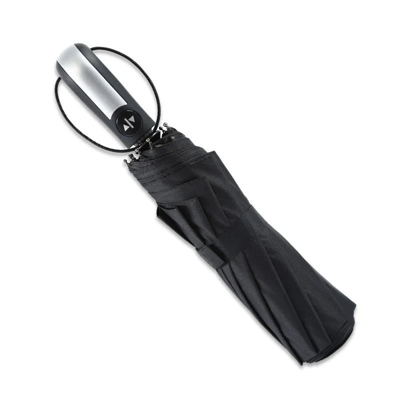 Business foldable automatic advertising umbrella in black, navy blue, or wine red with triple folding design
