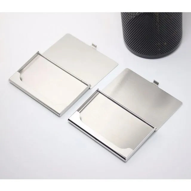 304 stainless steel business card case with geometric design and mirror finish