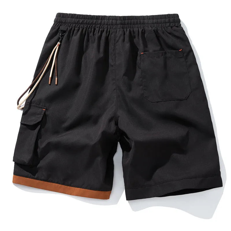 Men's loose-fit bamboo fibre sports shorts in coffee colour, showing high waist and cropped straight-leg design.