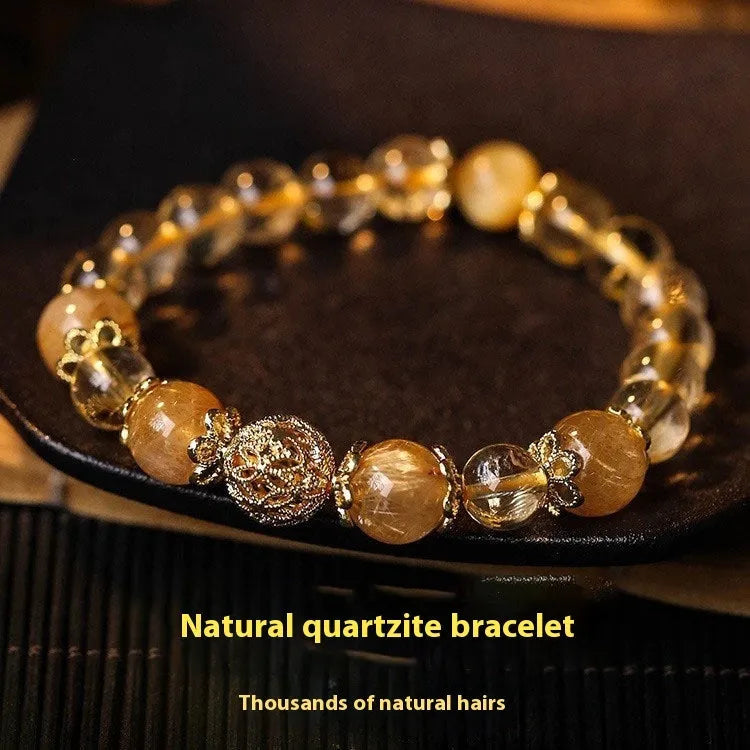 Retro artificial crystal lucky bracelet for women in yellow gold or amethyst gold electroplated finish.