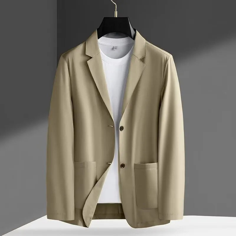 Men's single-breasted corduroy blazer in khaki, grey, white, black, blue, green, or brown, sizes M to 4XL.