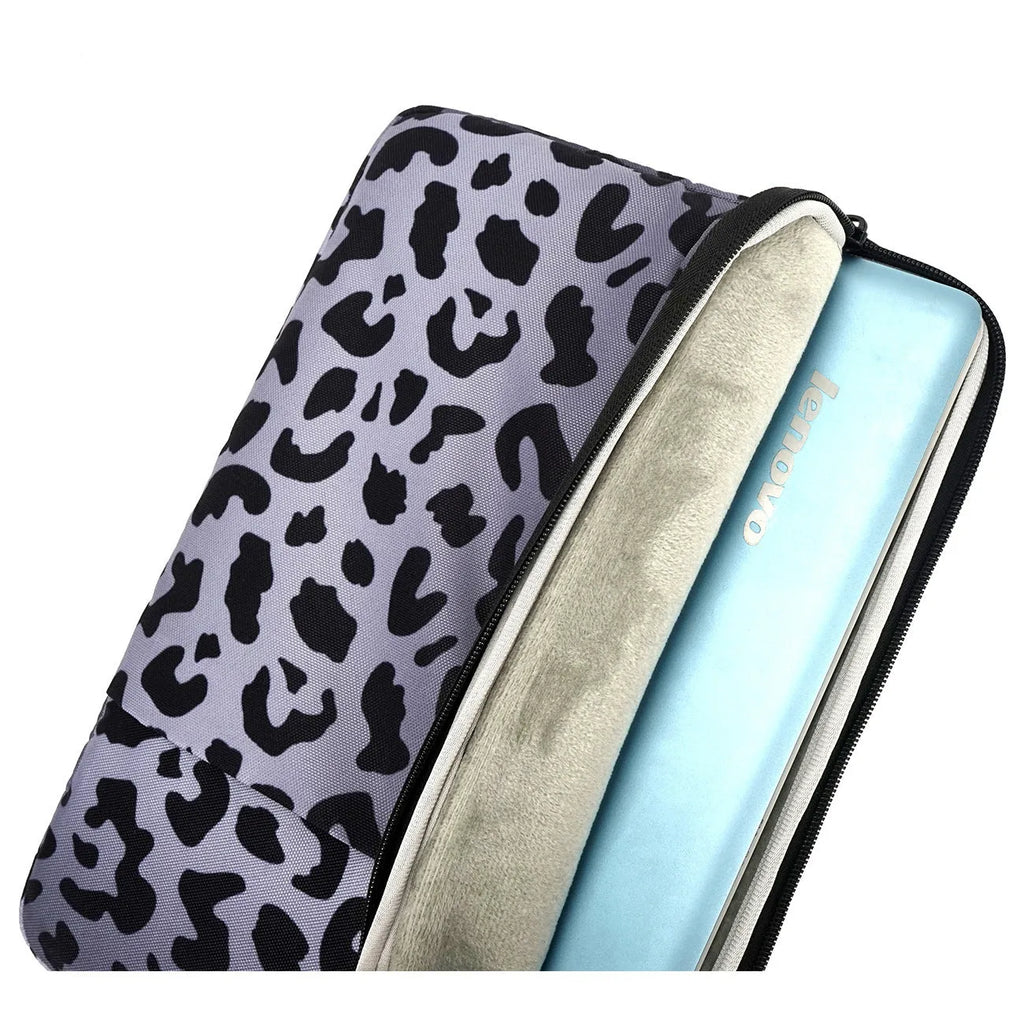 Leopard print laptop sleeve for 13-inch to 16-inch computers with anti-shock waterproof protection