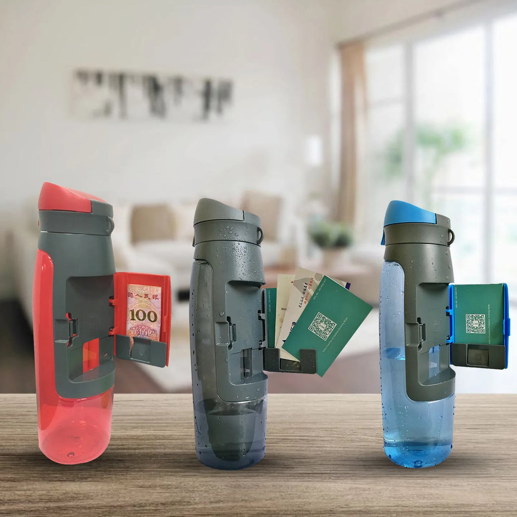 Water bottle diversion safe 750ml PET plastic hidden stash container in black, red, blue, yellow-green, or grey