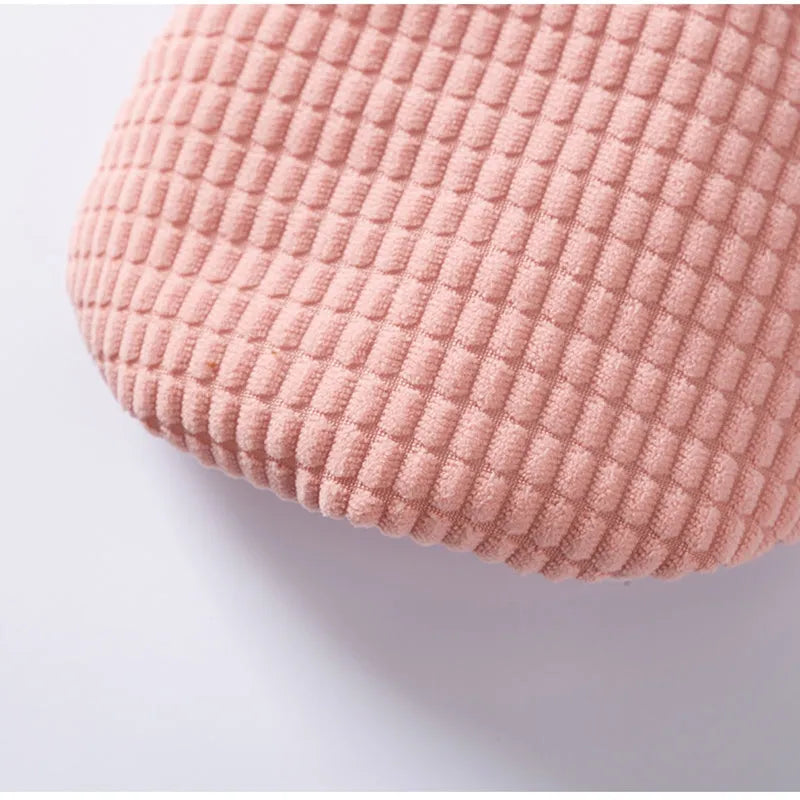 Pink corduroy dog vest with metal leash ring, cotton lining, and bear emblem tag, for small and medium dogs