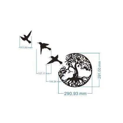 Black iron wall art wind chime hanging on a wall with a simple modern design