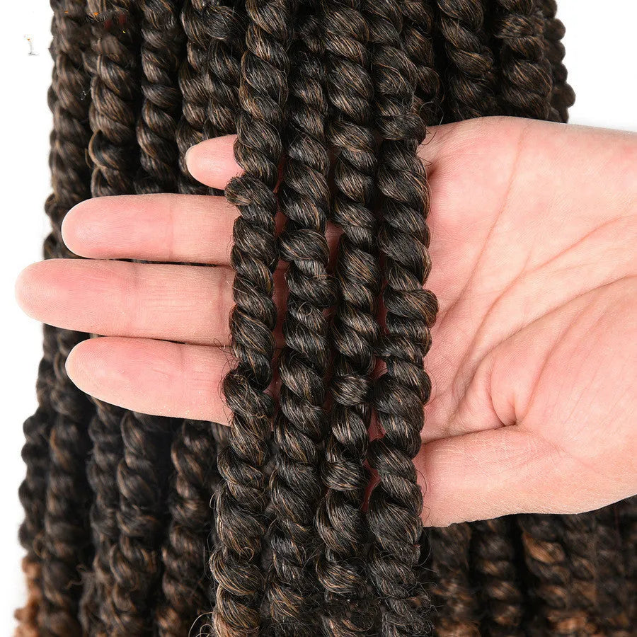 TOMO pre-twisted passion twist crochet hair in 12inch and 18inch lengths, colours 1B, T27, T30, TBUG
