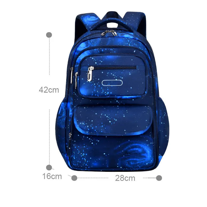 Nylon primary school backpack with letter print, double shoulder straps and 20-35L capacity
