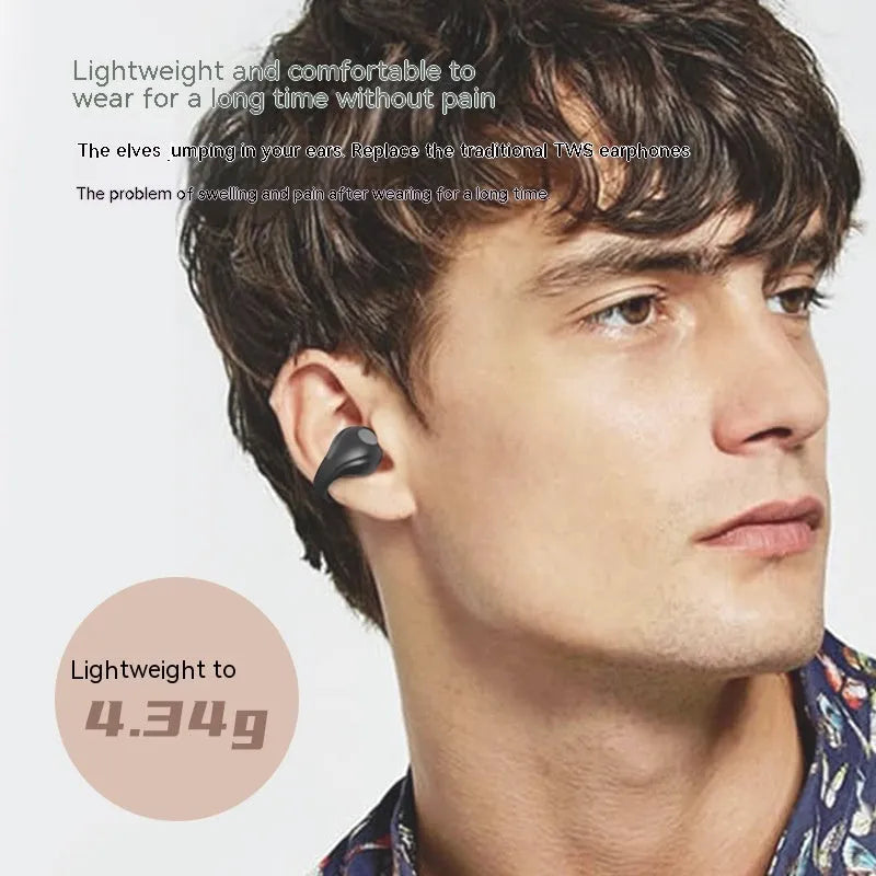 Wireless Bluetooth headset with ultra-long standby, clip-on silicone design in black and pink colours