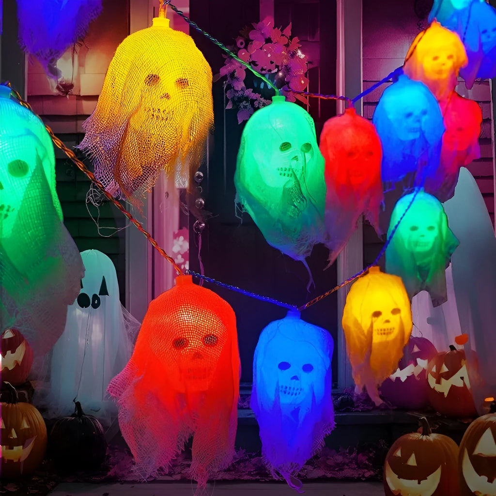 Halloween coloured lights strand for indoor wall decoration with battery box power supply