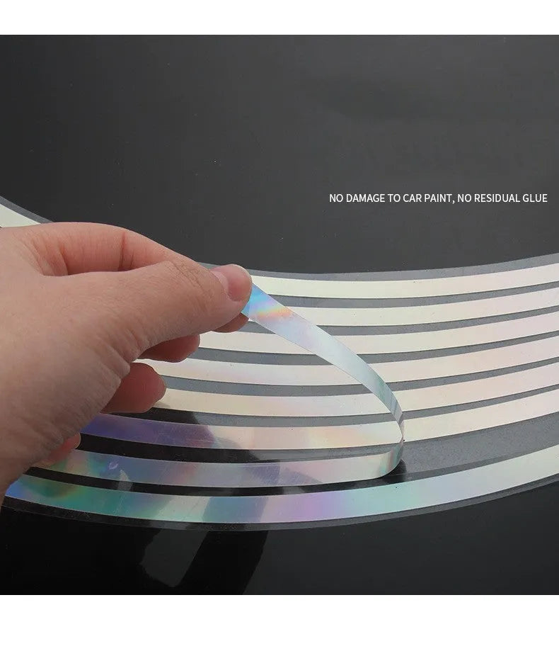 Waterproof reflective wheel hub stickers in 0.8cm width for 12-inch to 18-inch wheels