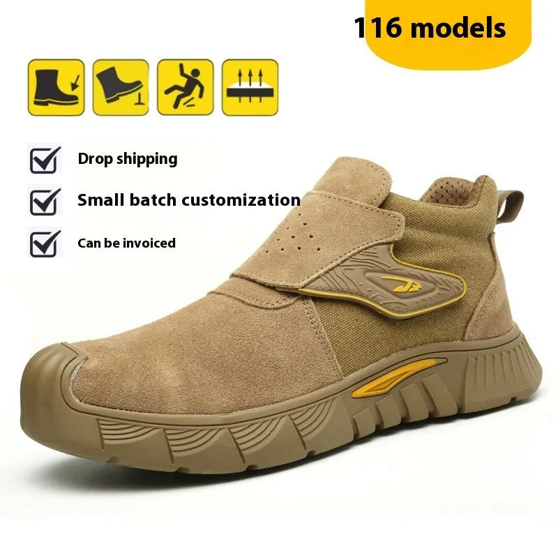 Men's mid-top steel toe safety work shoes with lace-up closure, shown in style 116 or 117.