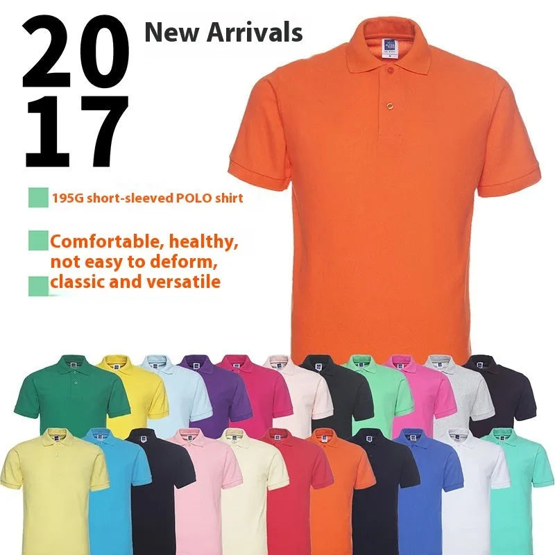 Plus size men's short sleeve polo shirt in solid colour with lapel collar