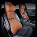 Car neck and lumbar support pillow set with wave pattern embroidery in five colour options