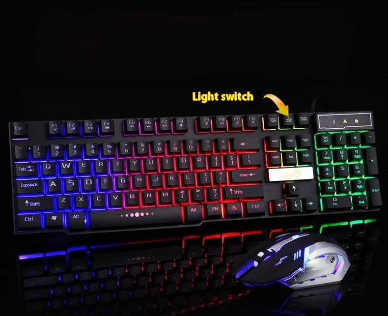 Gaming keyboard USB cable with glowing LED light strip in black and white colour options