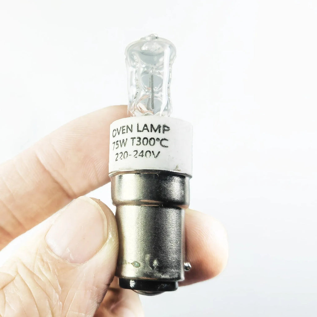 75W BA15D halogen oven bulb, 220V, 60mm length, 500°C heat resistant replacement lamp