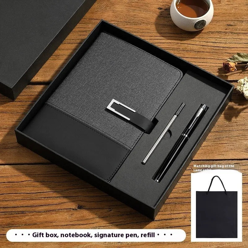 A5 soft leather business notebook in brown, black, green, blue, and red colour options.