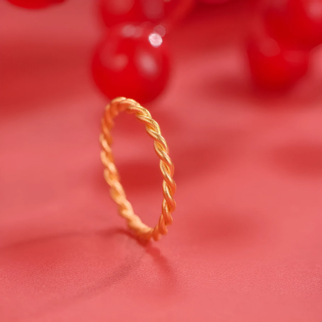 Brass gold plated women's ring in twist, glossy, or matte bracelet styles