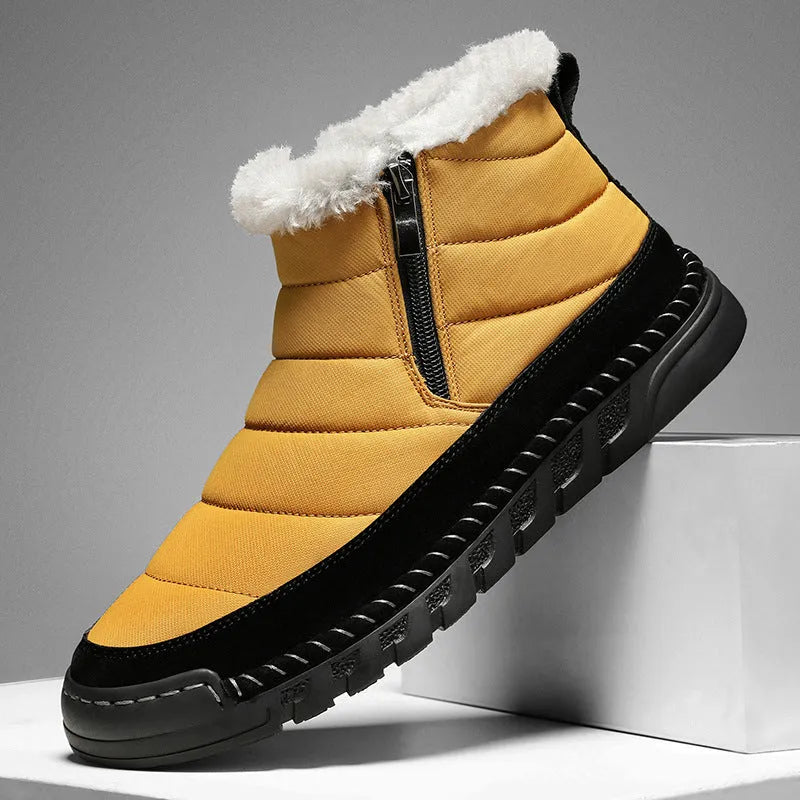 Men's plus size snow boots in British style with cotton upper and non-slip soles