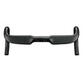 Carbon fibre road bicycle handlebar with double line graphics in black or red, showing 400mm, 420mm, 440mm width options.