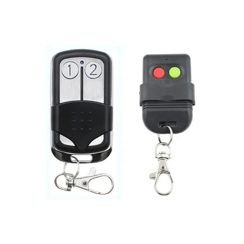 Black plastic two-key dial remote control handle with SMC5326 chip, 330MHz or 433MHz, 12V rated voltage for door control
