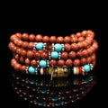 Golden star stone Six Words Mantra bracelet with 108 nugget sand beads and fu character charms