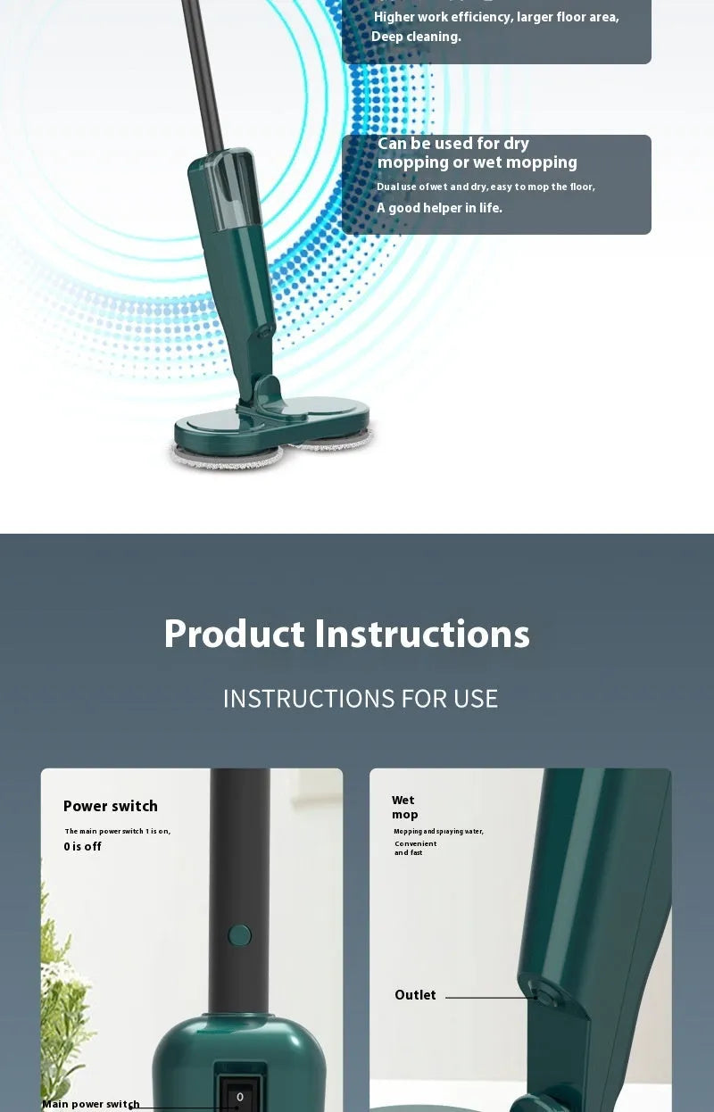 Wireless electric mop cleaning machine with USB charging port and hand wash-free basin system