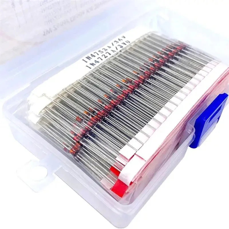 1W Zener diode component with 50V reverse breakdown voltage in boxed packaging