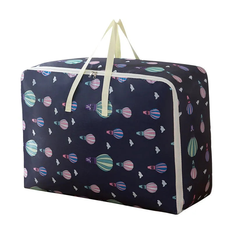 Large capacity Oxford cloth storage bag in navy blue balloon, cube style, for quilts, clothing and moving