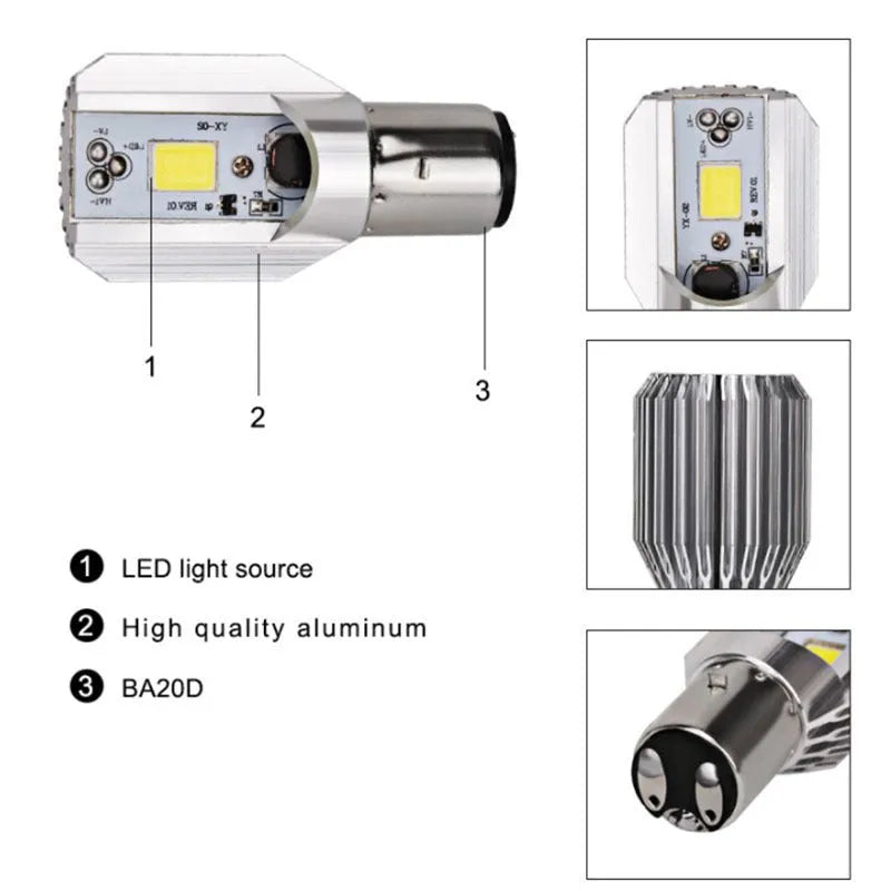 Motorcycle LED M4 double claw H6 built-in lights with aluminium housing and white light output