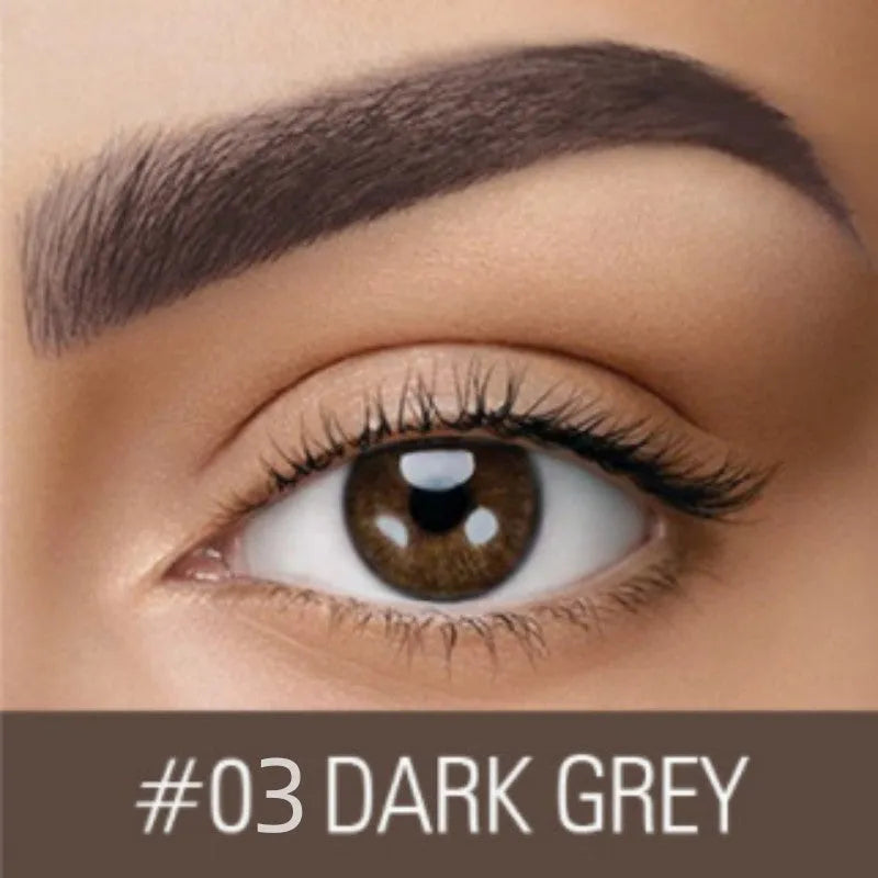 Waterproof brow cream tube with applicator in dark grey or golden yellow for eyebrow definition