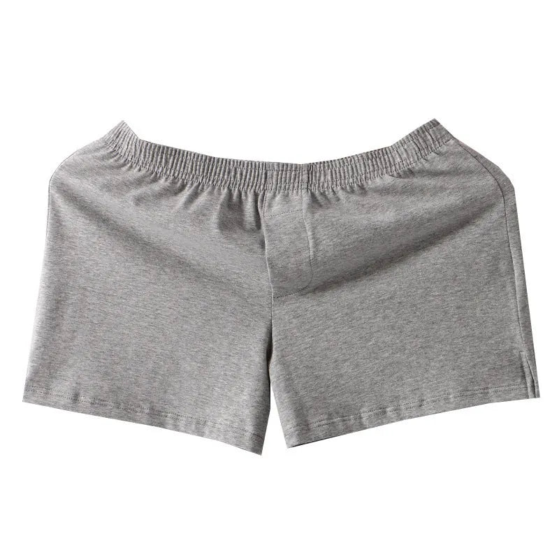 Cotton loose men's plus size boxer underwear in black with mid-waist elastic waistband