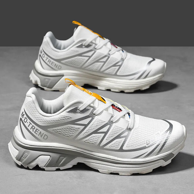 Men's and women's low-top outdoor hiking shoes in a casual sports style with lace-up front.