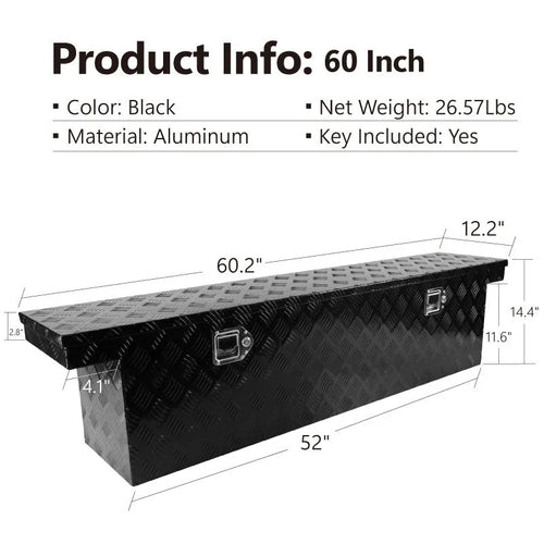 Black 26-inch aluminium alloy toolbox case with T-casting construction for tool storage