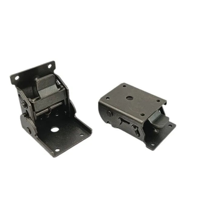 Furniture foot folding hinge with invisible self-locking mechanism in multiple electroplated finishes