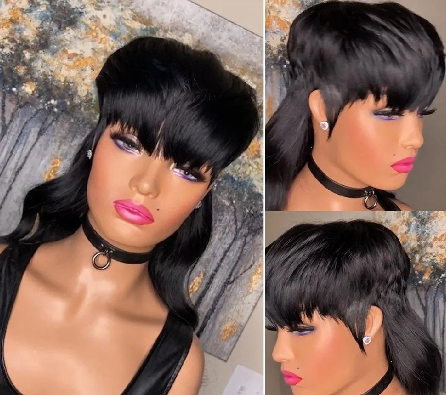 Brazilian wig with black front short back long hairstyle made from synthetic high-temperature fibre