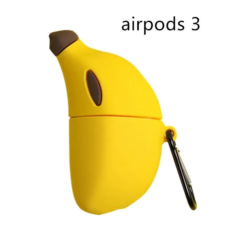 Yellow banana design silicone protective case for AirPods Pro wireless earbuds