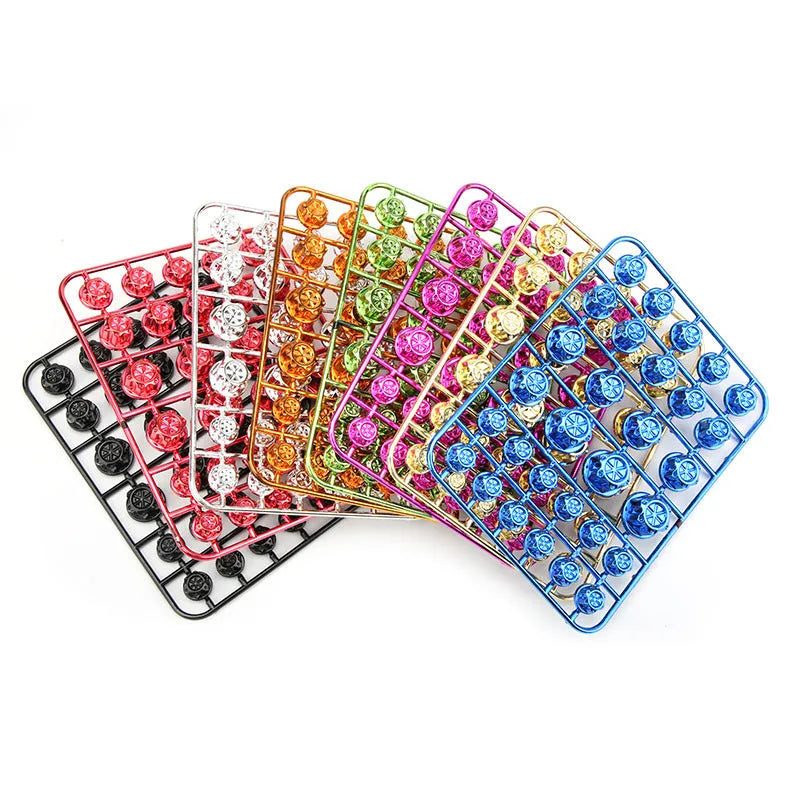 Set of 30 multi-coloured ABS plastic screw covers for motorcycle engine modification.
