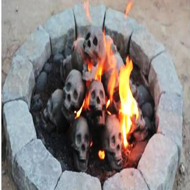 Skull Halloween barbecue fire resin ornament decoration in Skull BBQ single colour, 10x7x8cm