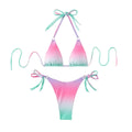 Women's gradient colour bikini separated swimwear set on a mannequin.