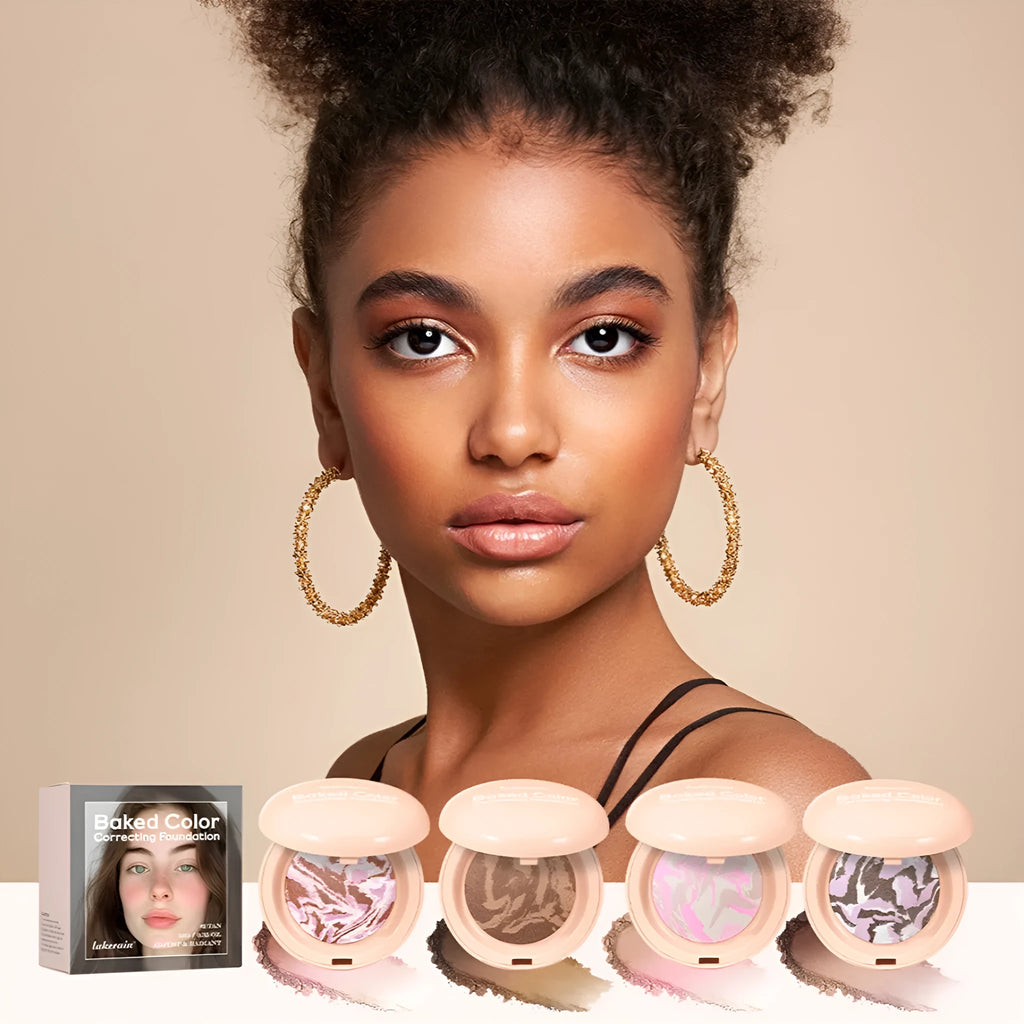 Natural face powder palette with blush highlight bronzer 10g multi-colour pans