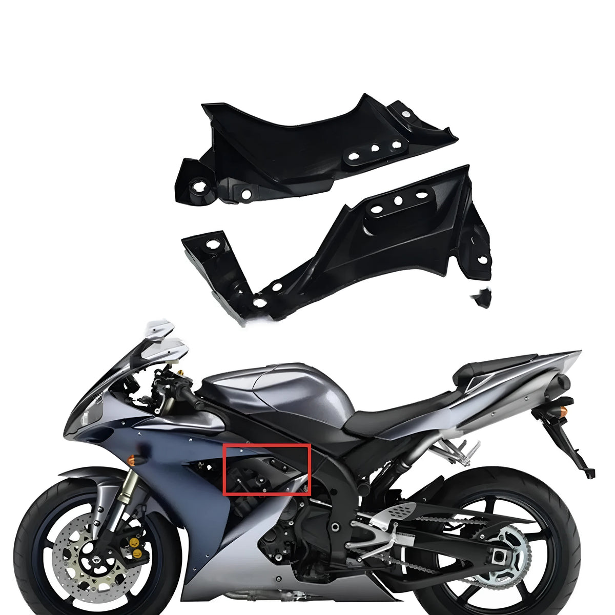Black ABS motorcycle side panels for Yamaha R1 2004-2006 set of left and right