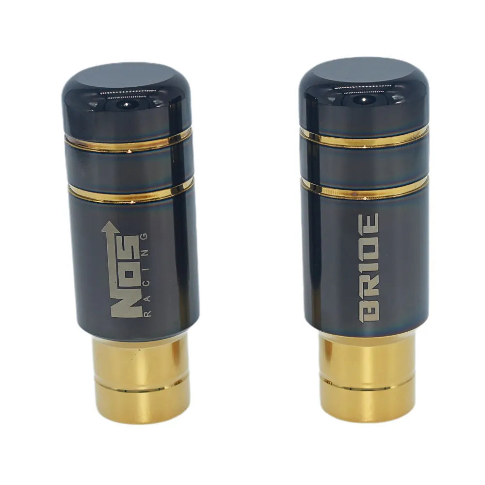 Roasted blue aluminium alloy car gear shift head with three rubber sleeves for installation
