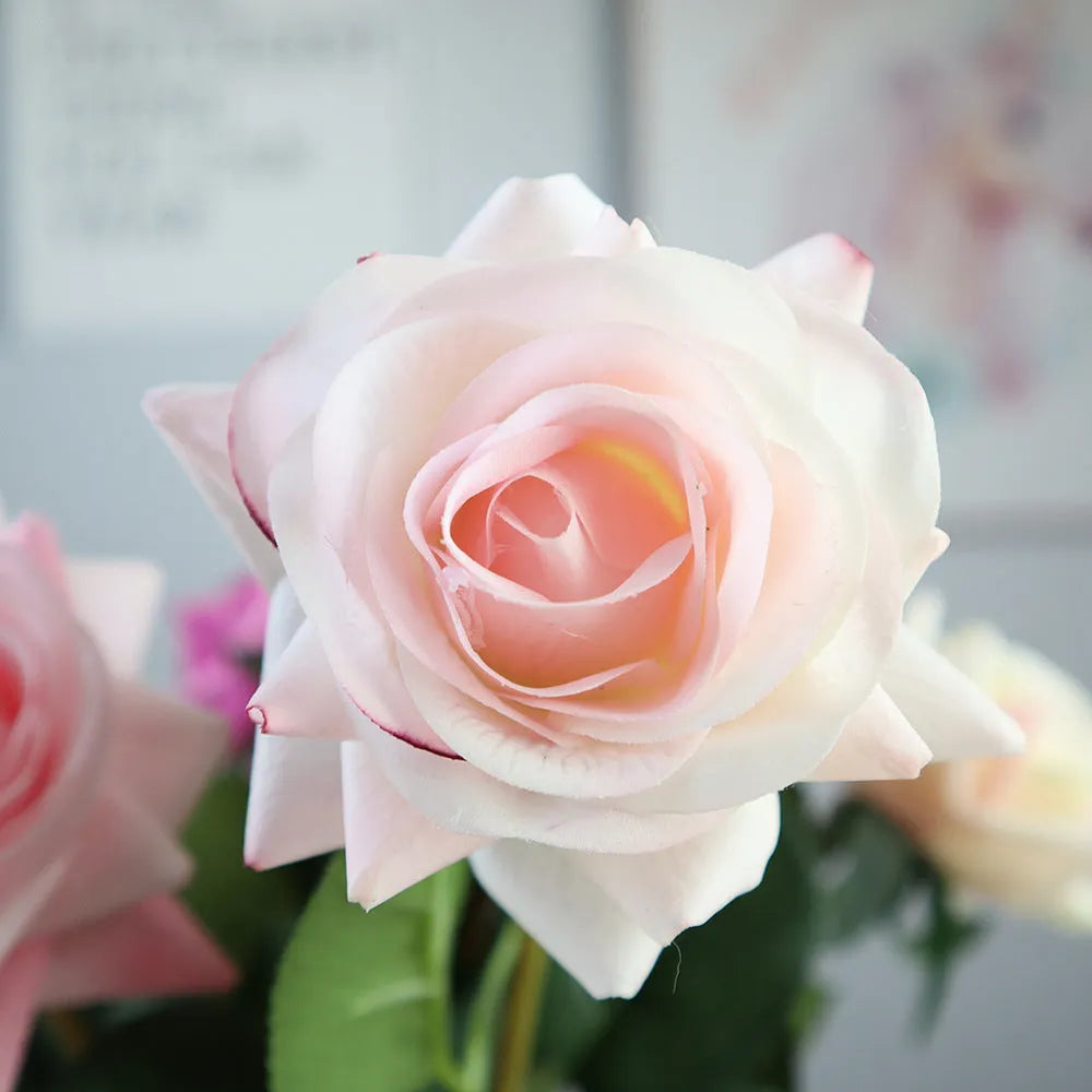 Artificial silk rose flower bouquet with 42cm length in multiple colour options